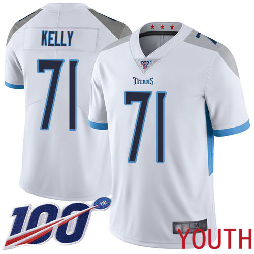 Tennessee Titans Limited White Youth Dennis Kelly Road Jersey NFL Football 71 100th Season Vapor Untouchable